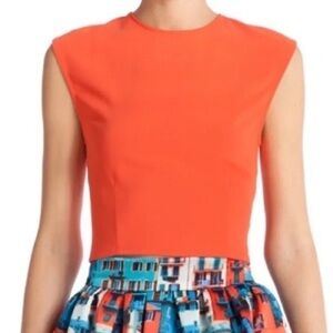 Alice + Olivia Kylnn Darted Orange Crop Top Full Zipper Back Closure